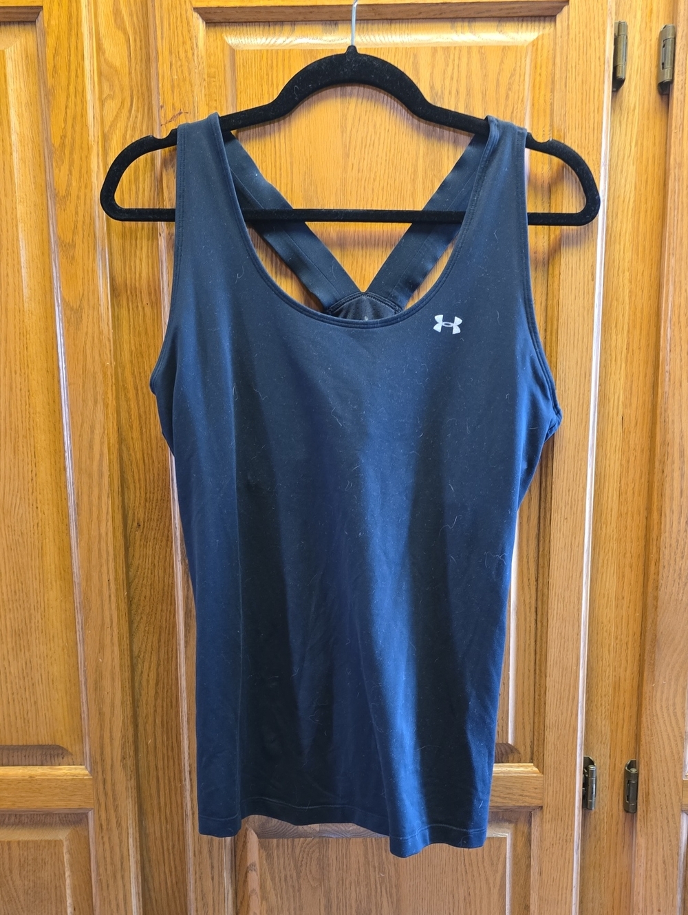 Under Armour Black Women's Crossback Performance Tank, Built In Bra, Size XL